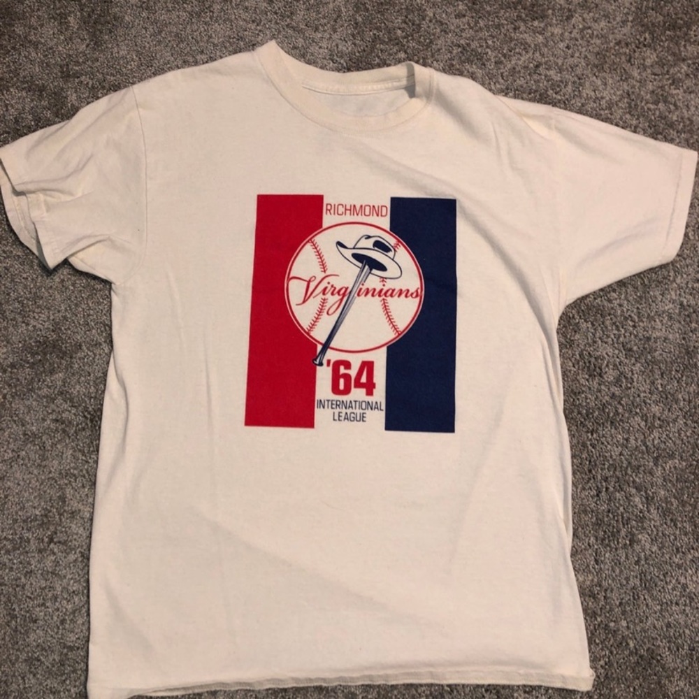 💙 Rare Ebbets Field Flannels Richmond Virginians 1964 cream t-shirt - Medium